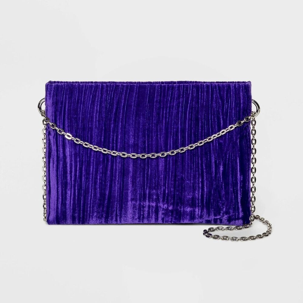 A NEW DAY Velvet Handbag Chain Purple